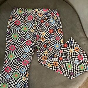 Funky checker print flare pants